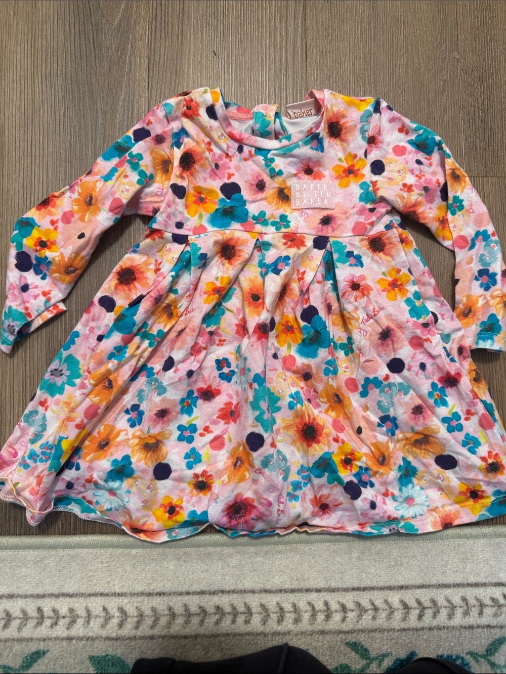 Ted Baker girl's floral long sleeve dress -12-18m